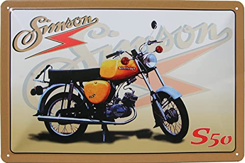 Retro Blechschild Simson DDR Moped Roller Ostalgie (20 x 30 cm, Simson S50 Blech 222)