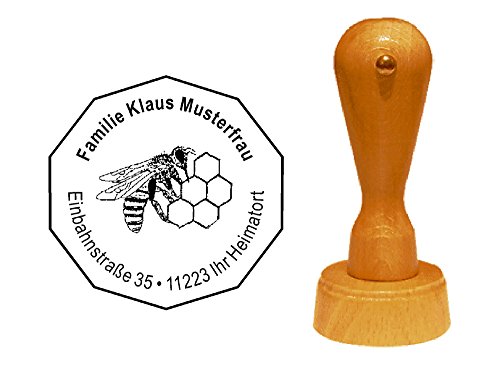 Adressstempel BIENE mit BIENENWABE - Stempel mit persönlicher Adresse und Motiv