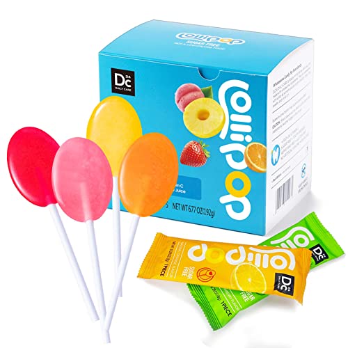 DC24 DAILY CARE Zuckerfreie Lutscher mit Vitamin C, Gesunde Sauger mit Xylitol, Verschiedene Fruchtaroma Hartbonbons für Kinder, Non-GMO, Glutenfrei, 24 x 8g einzeln verpackt