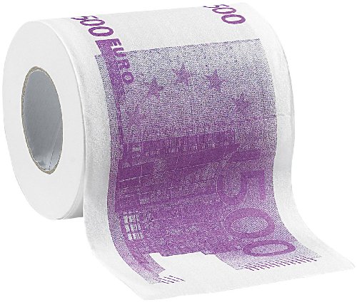 infactory Klopapier: Toilettenpapier mit aufgedruckten 500-Euro-Noten, 2-lagig, 200 Blatt (WC Papier, Papier für die Toilette, Geschenkverpackung)