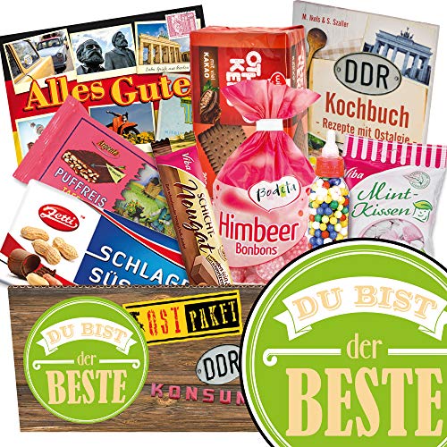ostprodukte-versand Du bist der Beste Ostalgie Geschenkset DDR Suessigkeiten-Box mit Puffreis-Schokolade, Liebesperlenfläschchen, Othello Keks Wikana uvm.